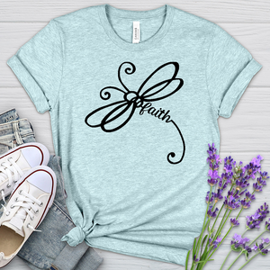 Faith Dragonfly Word Art Heathered Tee