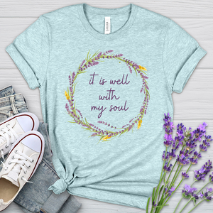 It Is Well Lavender Wreath Heathered Tee