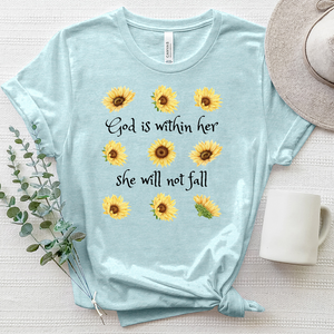 She Will Not Fall Sunflower Heathered Tee