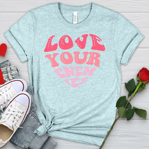 Love Your Enemies Pink Heathered Tee