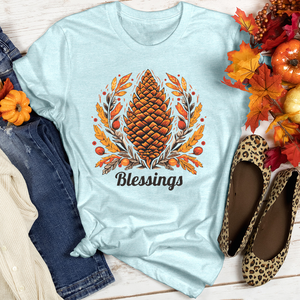 Herringbone Pinecone Blessings Heathered Tee