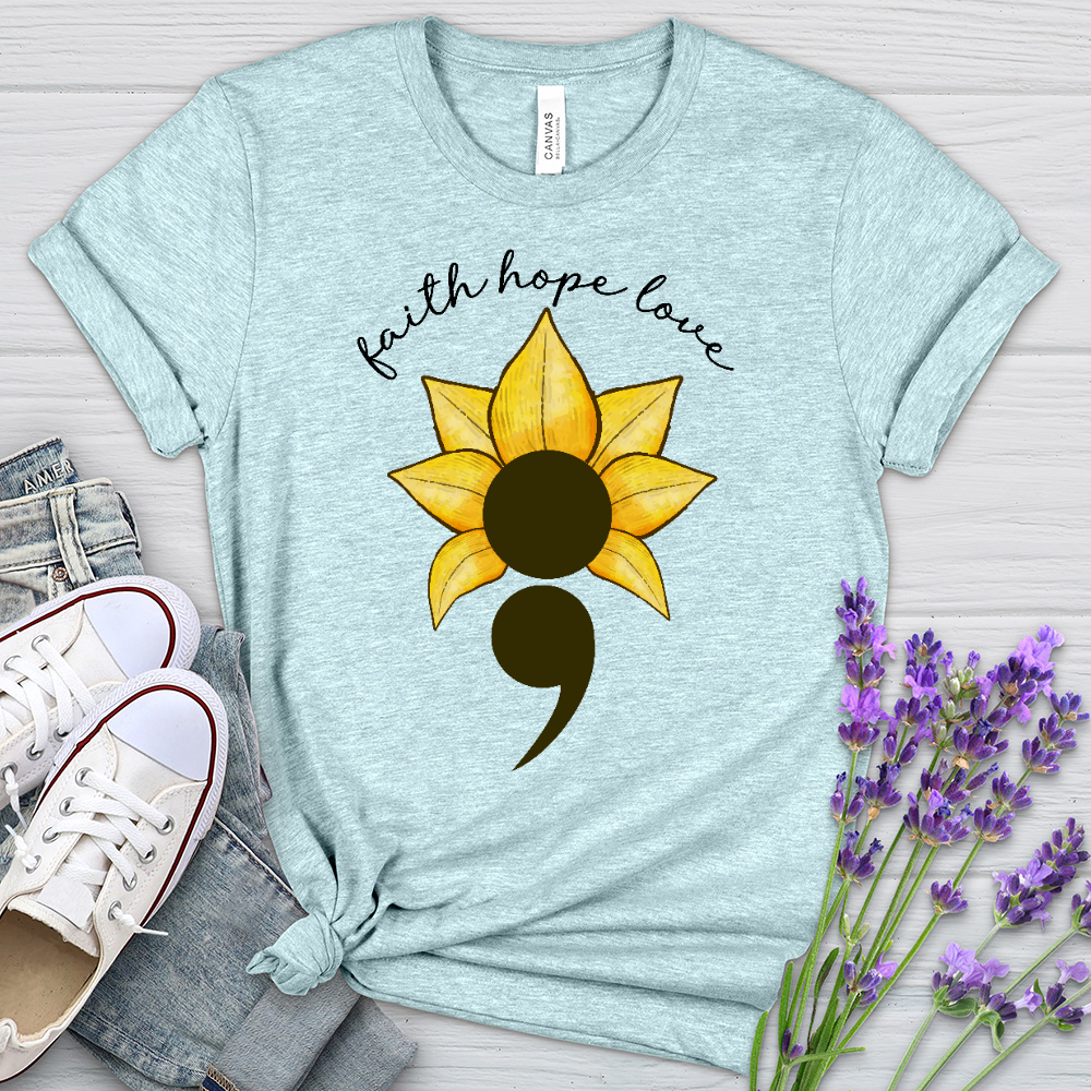 Faith Hope Love Semicolon Heathered Tee