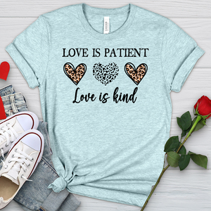 Love Is Patient 3 Hearts Heathered Tee