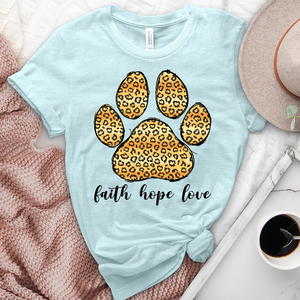 Bold Leopard Faith Paw Print Heathered Tee