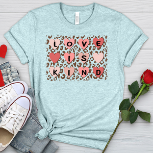 Love Is Kind Leopard Hearts Heathered Tee