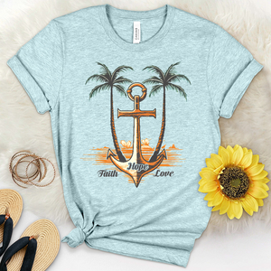 Faith Hope Love Anchor Palms Heathered Tee