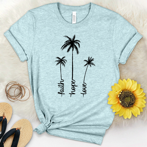 Faith Hope Love Palm Trio Heathered Tee