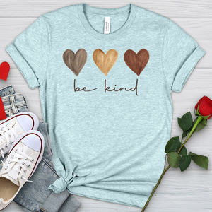 Be Kind Watercolor Hearts Heathered Tee