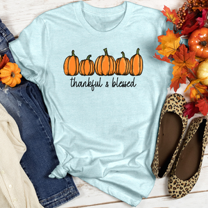 Thankful Row Of Pumpkins Heathered Tee