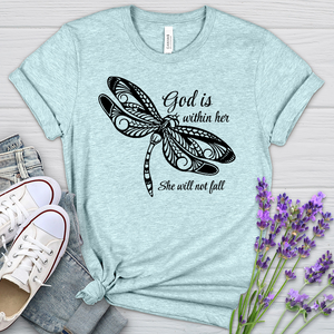 She Will Not Fall Dragonfly Heathered Tee