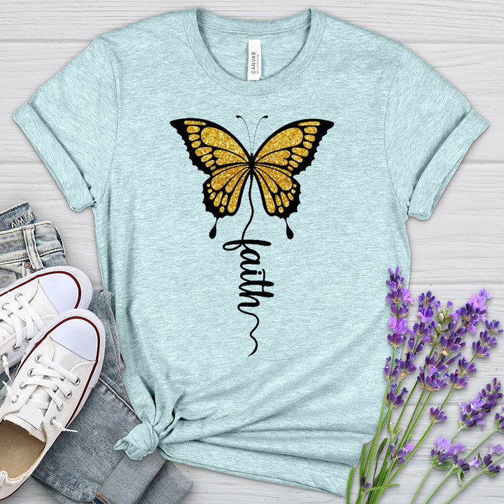 Gold Faith Butterfly Heathered Tee