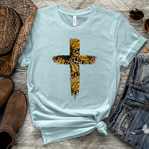 Leopard Cross Golden Heathered Tee