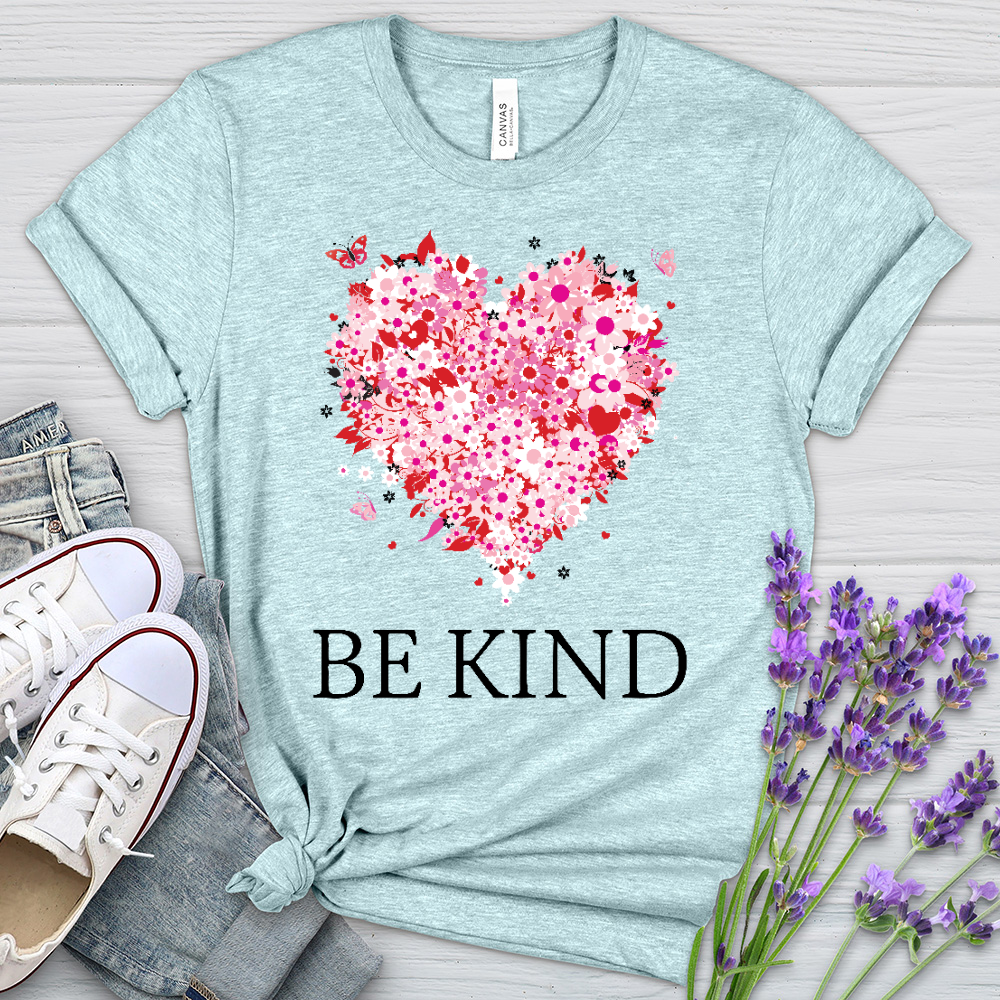 Be Kind Floral Heart Heathered Tee