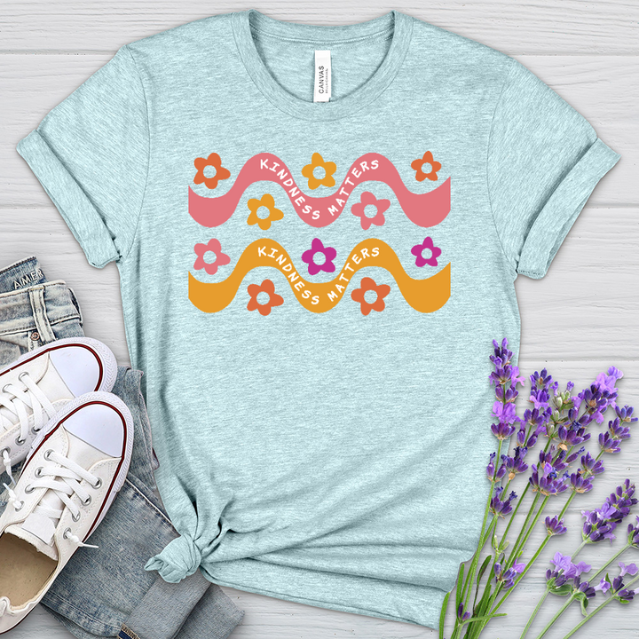 Kindness Matters Daisy Pattern Heathered Tee