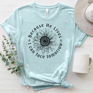 Because He Lives Sunflower Heathered Tee