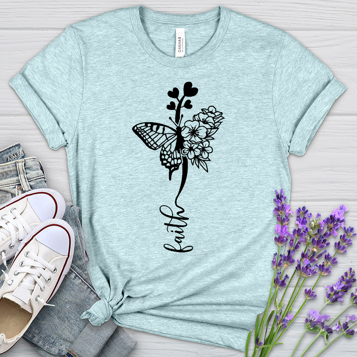 Faith Butterfly Hearts Heathered Tee