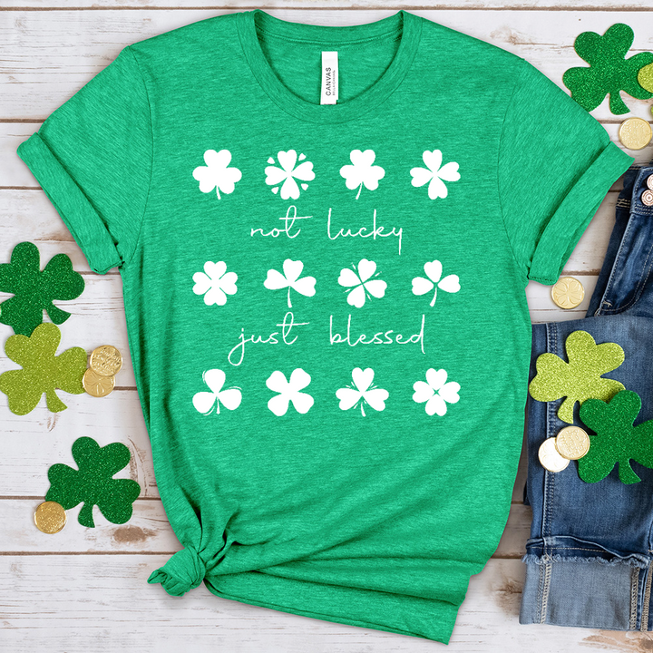 Not Lucky Shamrock Pattern Heathered Tee