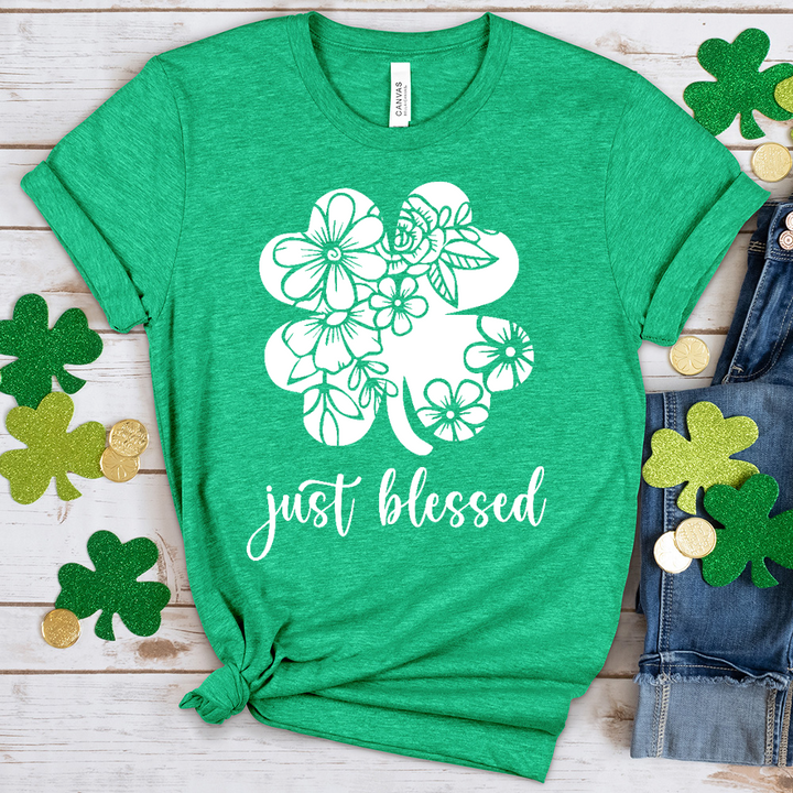 Just Blessed Shamrock Heathered Tee