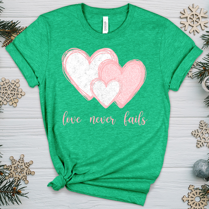 Love Never Fails Heathered Tee