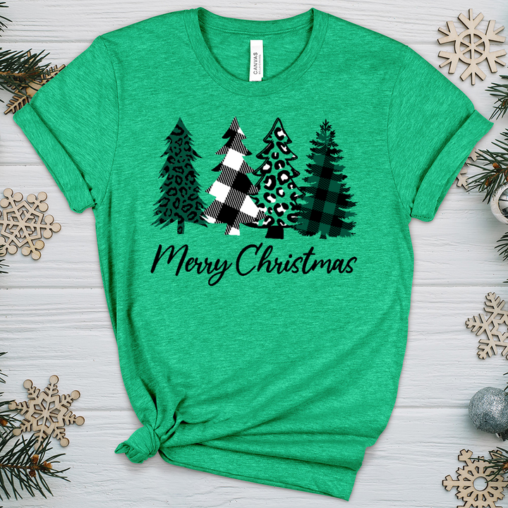 Merry Christmas Pine Tree Heathered Tee