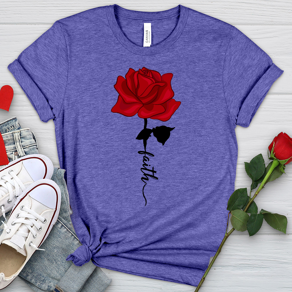 Red Faith Rose Heathered Tee