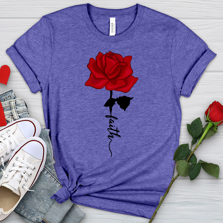 Red Faith Rose Heathered Tee