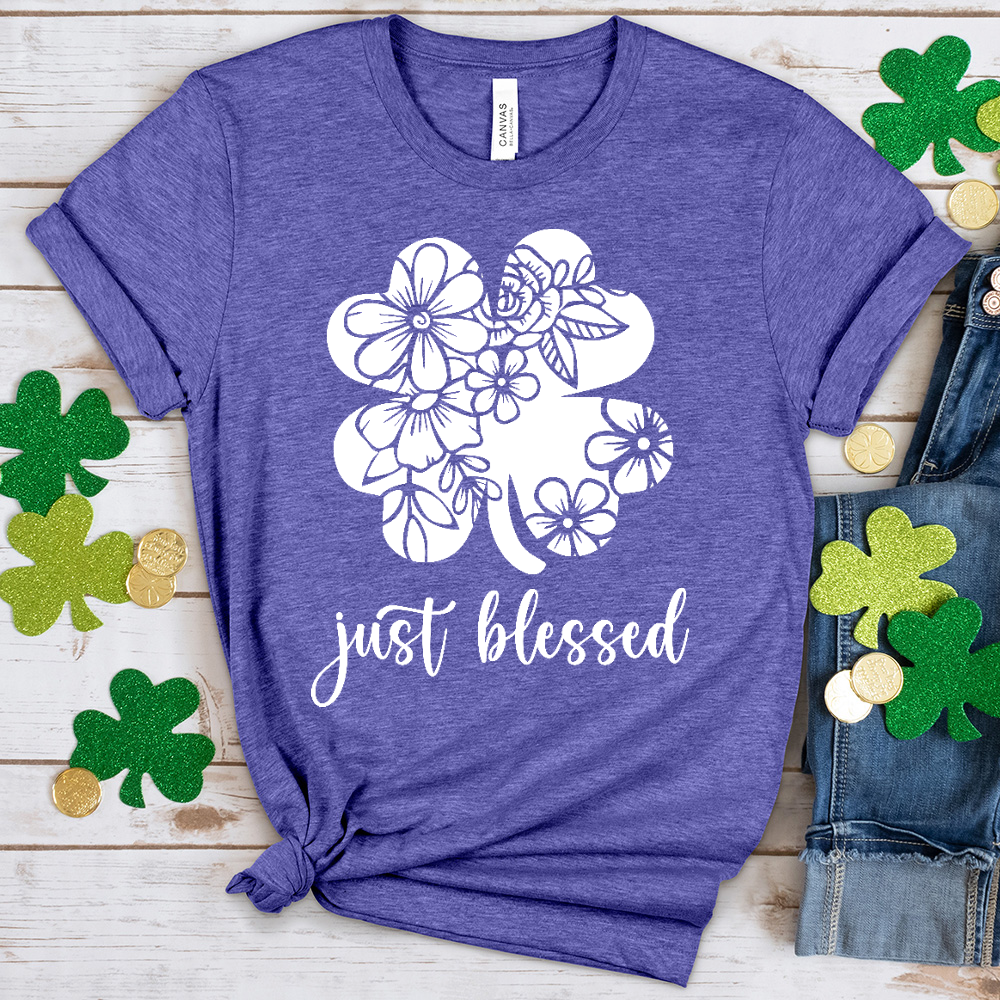 Just Blessed Shamrock Heathered Tee