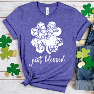 Just Blessed Shamrock Heathered Tee