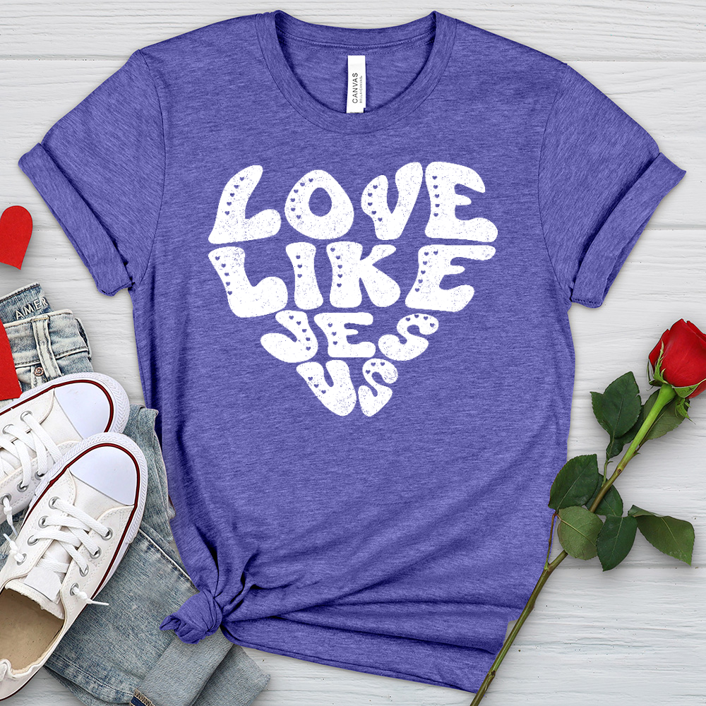 Love Like Jesus White Heathered Tee