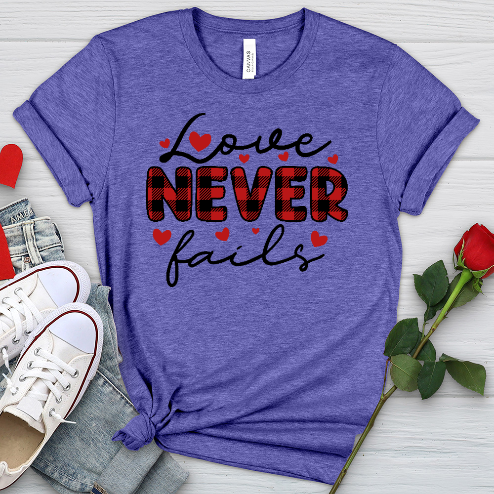 Love Never Fails Red Patterned Heathered Tee