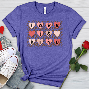 Love Is Kind Leopard Hearts Heathered Tee