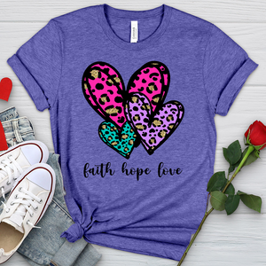 Faith Hope Love Coloful Leopard Heathered Tee