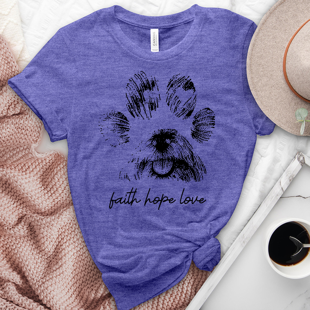 Faith Paw Print Face Heathered Tee