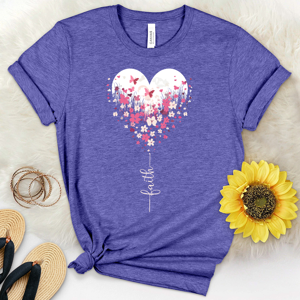 Faith Butterfly Heart Heathered Tee