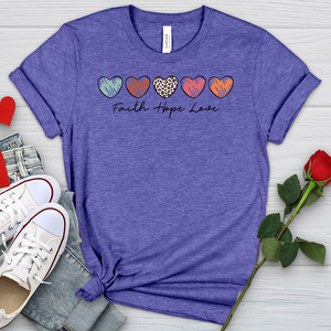 Faith Hope Love Mini Hearts Heathered Tee