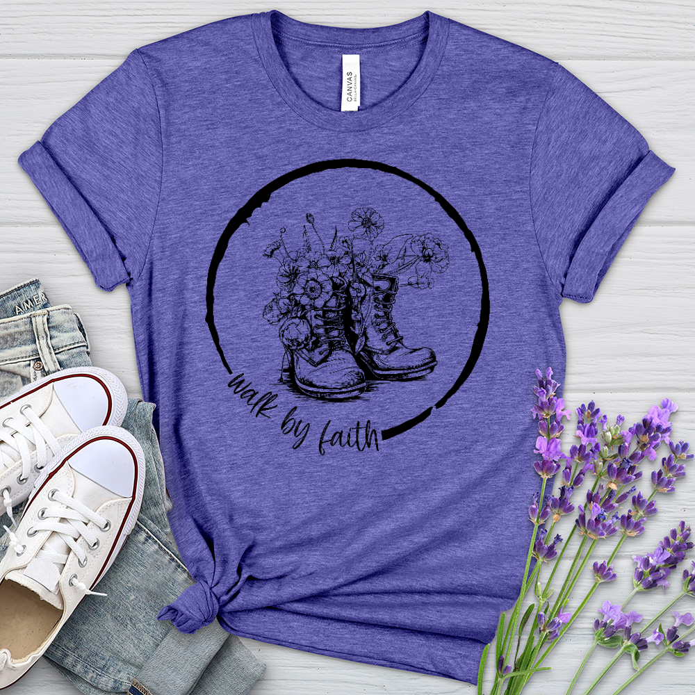 Walk By Faith Flowers Heathered Tee