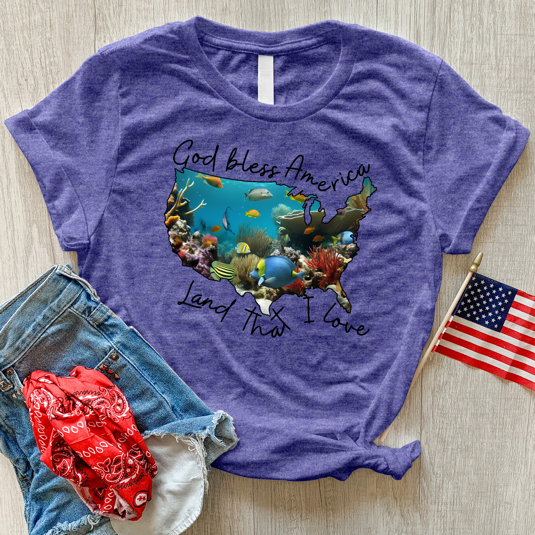 Coral Reef America Heathered Tee