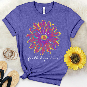 Faith Hope Love Retro Flower Heathered Tee