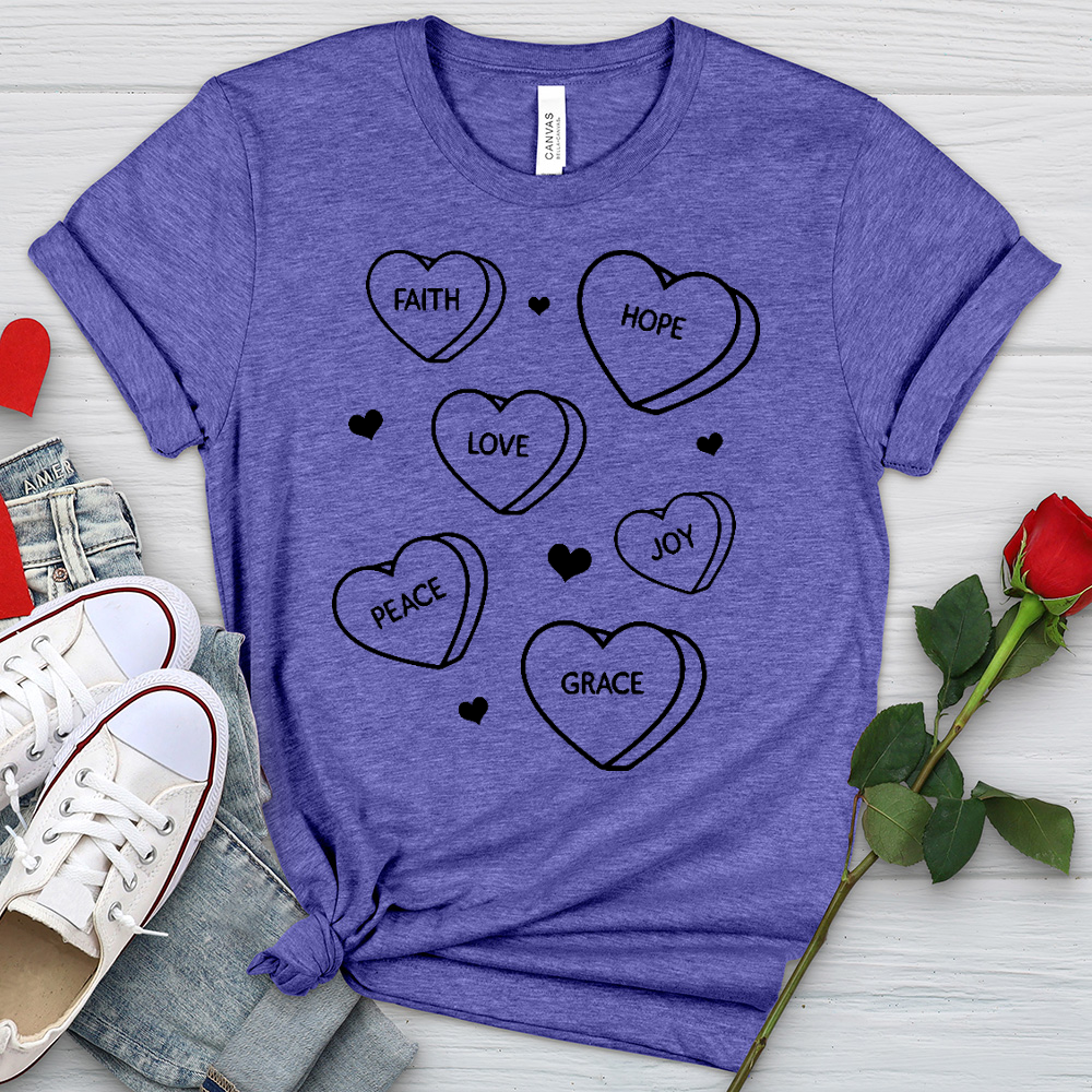 Inspirational Candy Hearts Heathered Tee