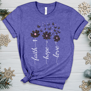 Faith Hope Love Floral V1 Heathered Tee