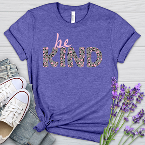 Be Kind Pink Leopard Print Heathered Tee