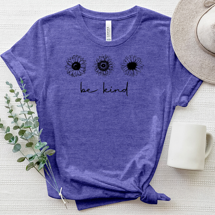 Be Kind Sunflower Pattern Heathered Tee