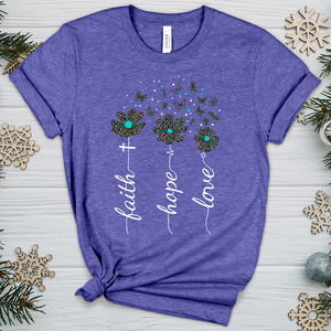 Faith Hope Love Floral V2 Heathered Tee