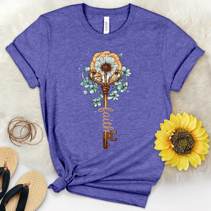 Retro Dandelion Faith Key Heathered Tee