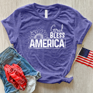 God Bless Sunflower Art Heathered Tee