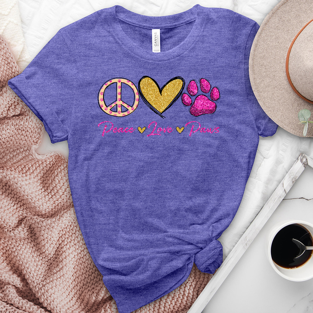 Peace Love Paws Heathered Tee