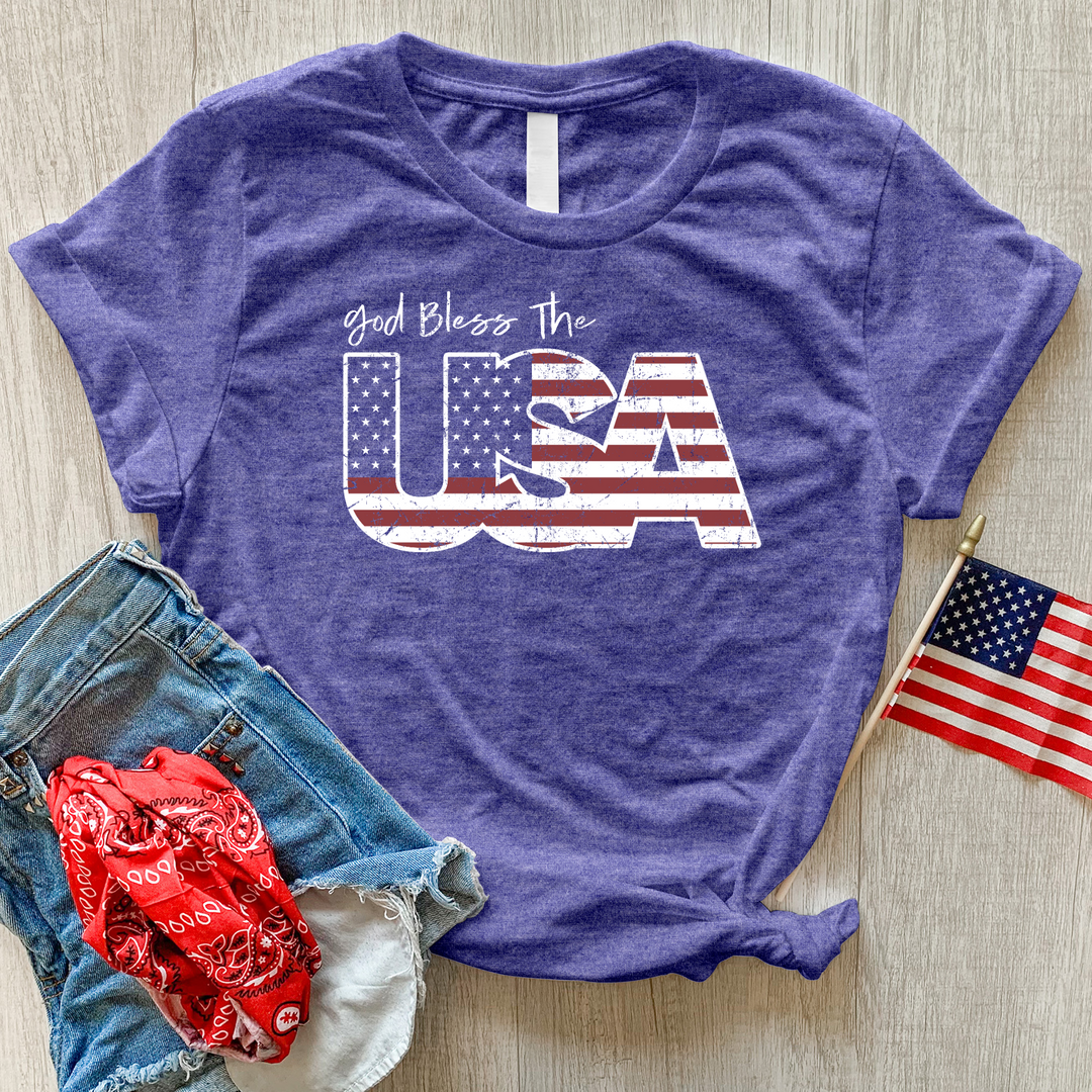 God Bless USA Faded Heathered Tee