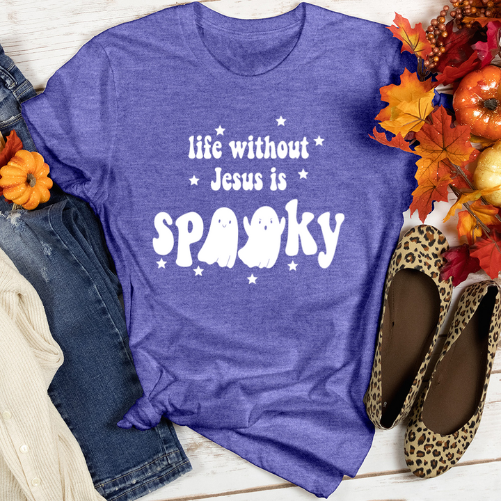 Life Without Jesus Is Spooky Heathered Tee