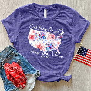 God Bless Fireworks USA Heathered Tee