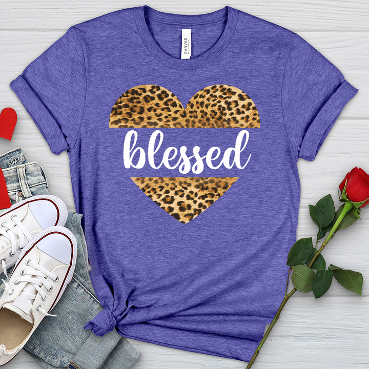 Blessed Leopard Heart Heathered Tee